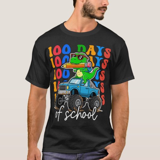 100th Day of School Monster Truck Dinosaur Fun T-shirt (Voorkant)