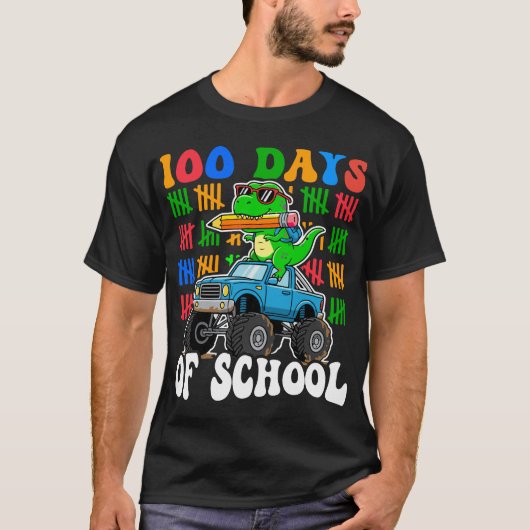 100th Day of School Monster Truck Dinosaur Fun T-shirt (Voorkant)