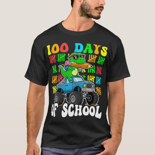 100th Day of School Monster Truck Dinosaur Fun T-shirt (Voorkant)
