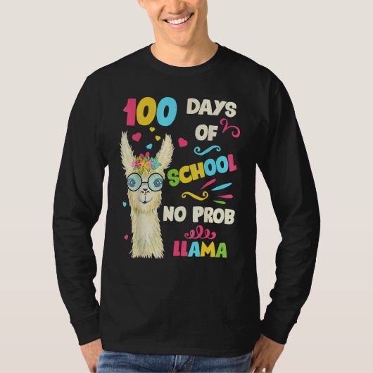 100th Day Of School No Prob Lama 100 Days Smarter T-shirt (Voorkant)