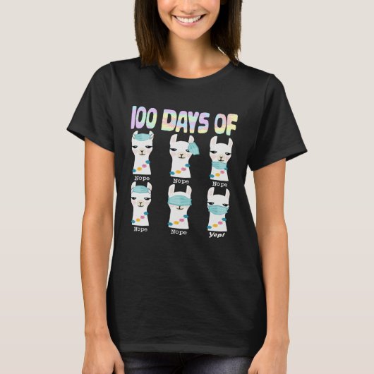100th Day Of School No Prob Lama 100 Days Smarter  T-shirt (Voorkant)