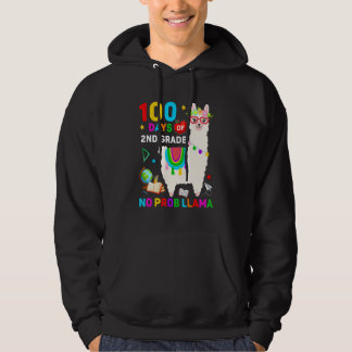 100th Day of School No Prob Llama 100 Days Of 2nd  Hoodie