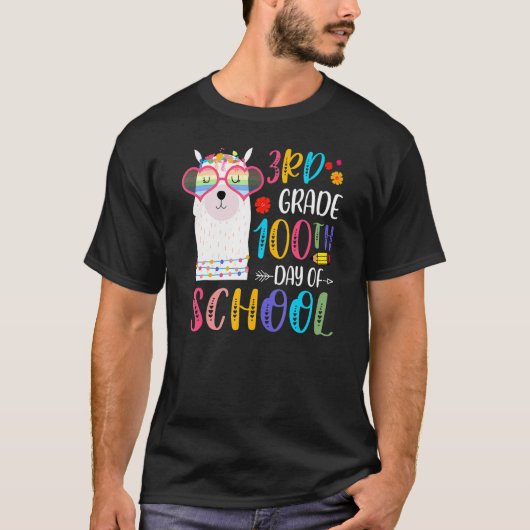 100th Day Of School No Prob Llama 100 Days Of 3rd T-shirt (Voorkant)