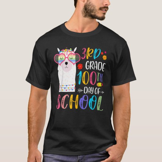 100th Day Of School No Prob Llama 100 Days Of 3rd T-shirt (Voorkant)