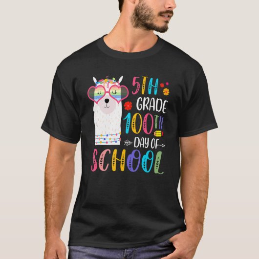 100th Day Of School No Prob Llama 100 Days Of 5th T-shirt (Voorkant)