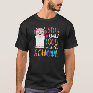 100th day of School No Prob Llama 100 Days Of 5th  T-shirt