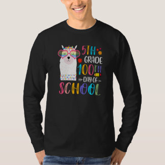 100th day of School No Prob Llama 100 Days Of 5th  T-shirt