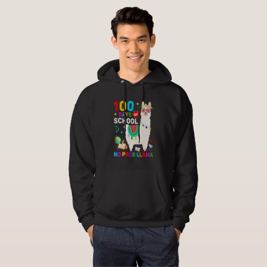 100th Day of School No Prob Llama 100 Days Of Scho Hoodie (Voorkant volledig)