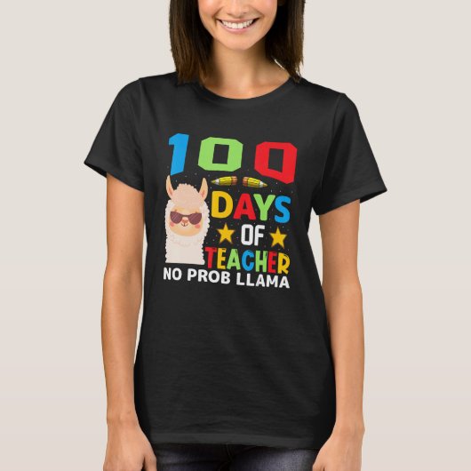 100th day of school No Prob Llama 100 days Smarter T-shirt (Voorkant)