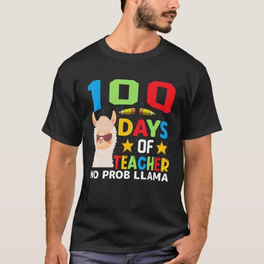 100th day of school No Prob Llama 100 days Smarter T-shirt (Voorkant)