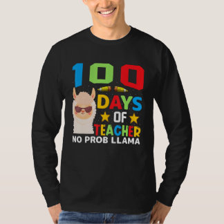 100th day of school No Prob Llama 100 days Smarter T-shirt
