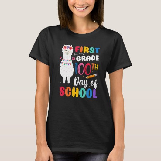 100th Day Of School No Prob Llama 100th Day First  T-shirt (Voorkant)