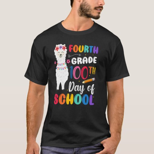 100th Day Of School No Prob Llama 100th Day Fourth T-shirt (Voorkant)