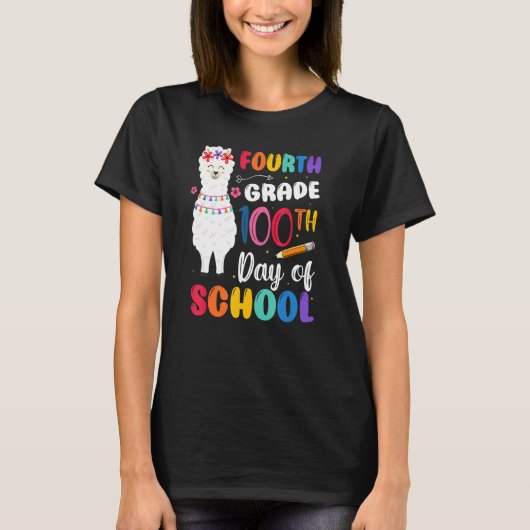100th Day Of School No Prob Llama 100th Day Fourth T-shirt (Voorkant)