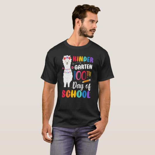 100th Day Of School No Prob Llama 100th Day Kinder T-shirt (Voorkant volledig)
