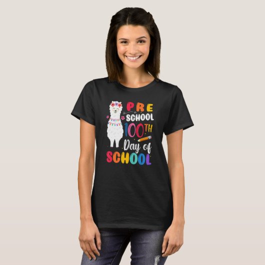 100th Day Of School No Prob Llama 100th Day Presch T-shirt (Voorkant volledig)