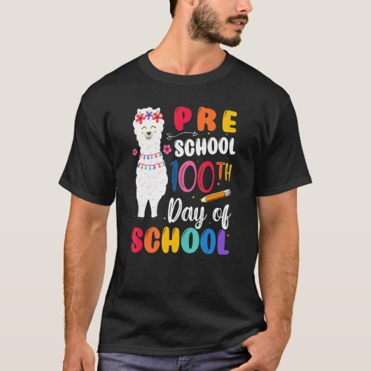 100th Day Of School No Prob Llama 100th Day Presch T-shirt (Voorkant)