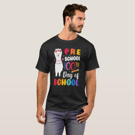 100th Day Of School No Prob Llama 100th Day Presch T-shirt (Voorkant volledig)