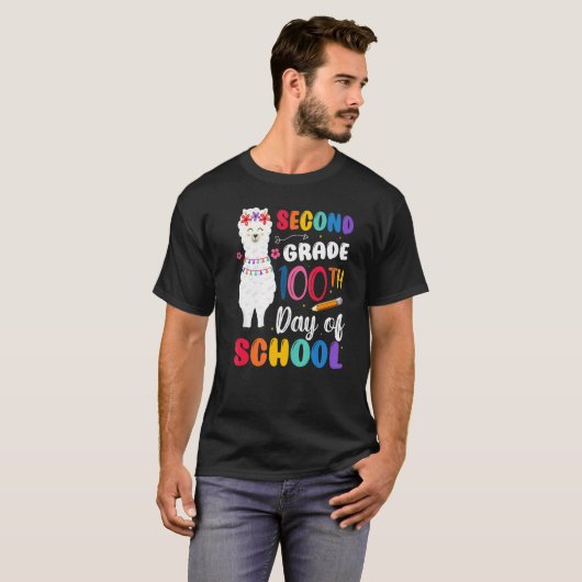 100th Day Of School No Prob Llama 100th Day Second T-shirt (Voorkant volledig)