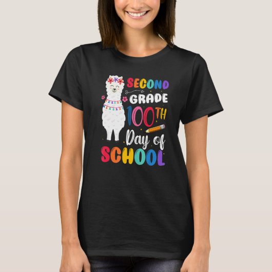 100th Day Of School No Prob Llama 100th Day Second T-shirt (Voorkant)