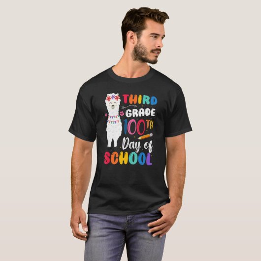 100th Day Of School No Prob Llama 100th Day Third  T-shirt (Voorkant volledig)