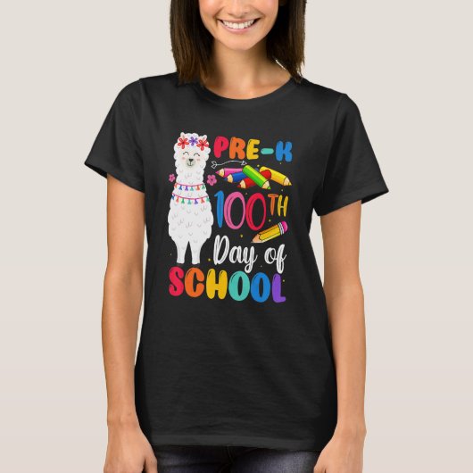100th Day Of School No Prob Llama Happy 100th Day T-shirt (Voorkant)