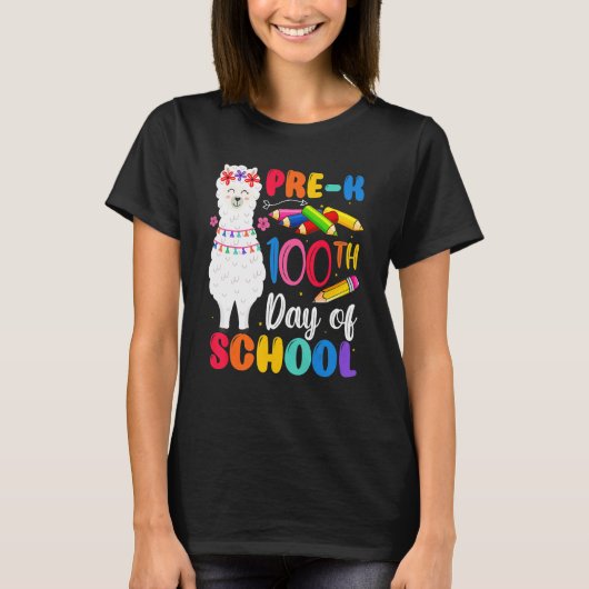 100th Day Of School No Prob Llama Happy 100th Day T-shirt (Voorkant)