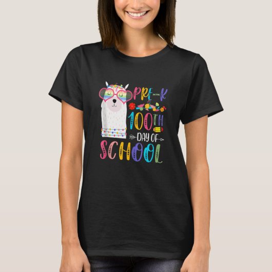 100th Day Of School No Prob Llama Teacher 100 Days T-shirt (Voorkant)