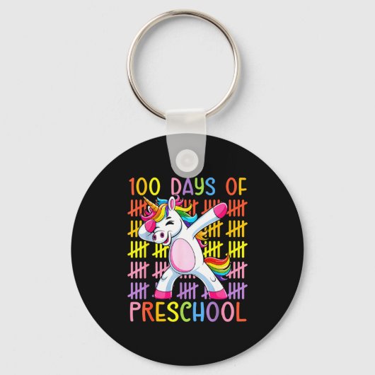 100th Day Of School Of Preschool Unicorn 100 Days  Sleutelhanger (Voorkant)