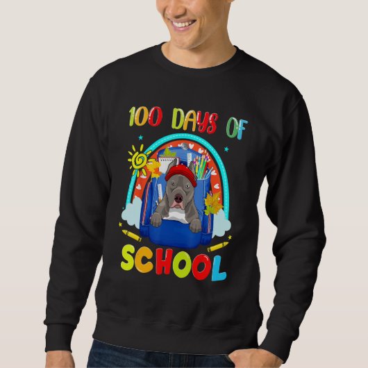 100th Day of School Pitbull Dog Lovers Teacher Stu Trui (Voorkant)