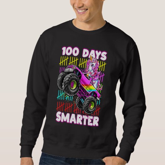 100th Day of School Shirt Unicorn Monster Truck 10 (Voorkant)