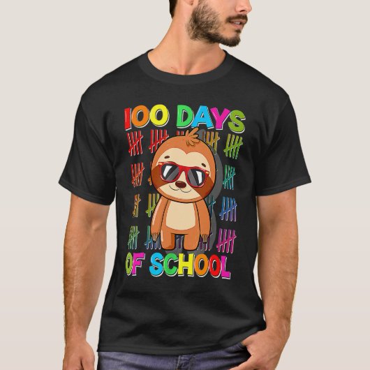 100th Day of School Sloth Happy 100 Days Smarter S T-shirt (Voorkant)
