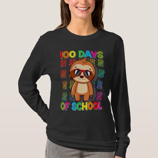 100th Day of School Sloth Happy 100 Days Smarter S T-shirt (Voorkant)