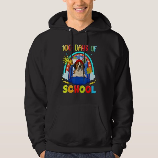 100th Day of School St Bernard Dog Lovers Teacher  Hoodie (Voorkant)