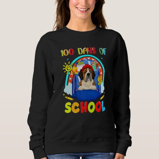 100th Day of School St Bernard Dog Lovers Teacher  Trui (Voorkant)