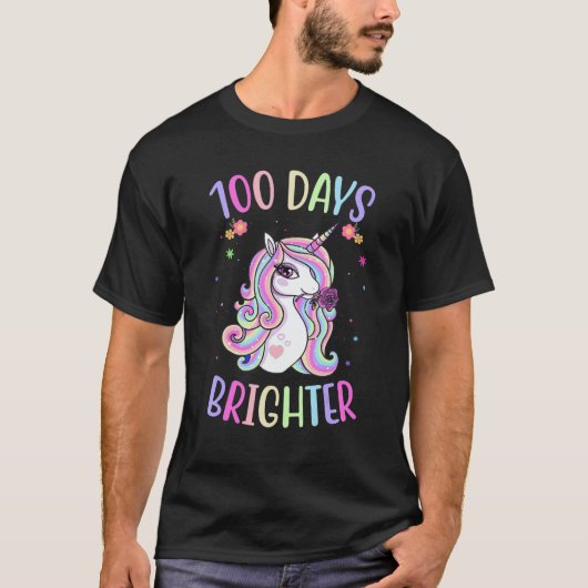100th Day of School Teacher 100 days Brighter Unic T-shirt (Voorkant)