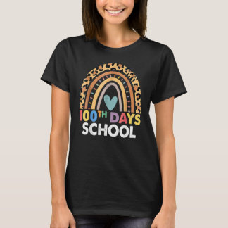 100th Day Of School Teacher 100 Days Smarter Leopa T-shirt