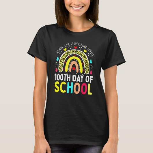 100th Day Of School Teacher 100 Days Smarter Leopa T-shirt (Voorkant)