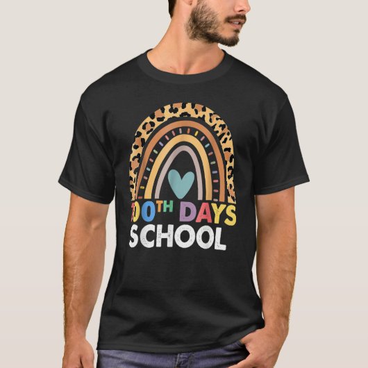 100th Day Of School Teacher 100 Days Smarter Leopa T-shirt (Voorkant)