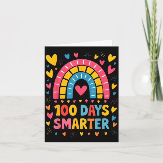 100th Day Of School Teacher 100 Days Smarter Rainb Kaart (Voorkant)
