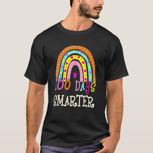 100th Day Of School Teacher 100 Days Smarter Rainb T-shirt (Voorkant)