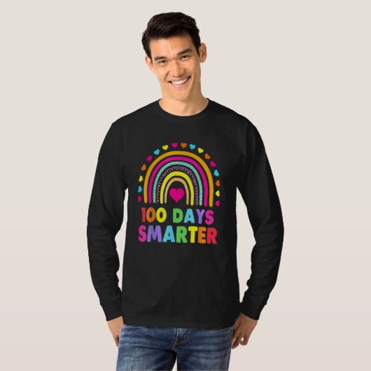 100th Day Of School Teacher 100 Days Smarter Rainb T-shirt (Voorkant volledig)