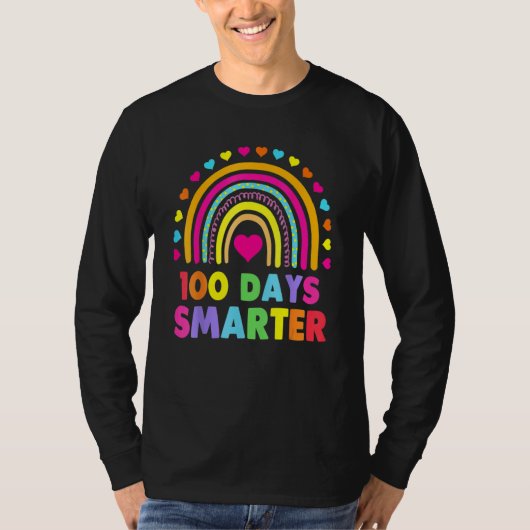 100th Day Of School Teacher 100 Days Smarter Rainb T-shirt (Voorkant)