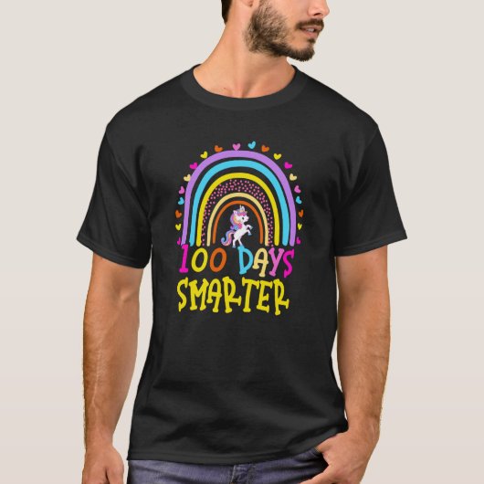 100th Day of School Teacher 100 Days Smarter Rainb T-shirt (Voorkant)