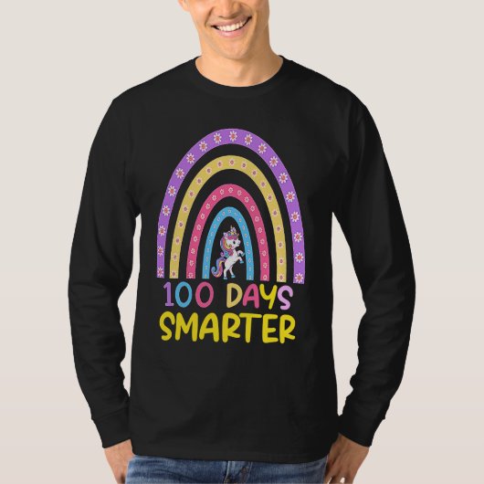 100th Day of School Teacher 100 Days Smarter Rainb T-shirt (Voorkant)