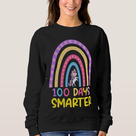100th Day of School Teacher 100 Days Smarter Rainb Trui (Voorkant)