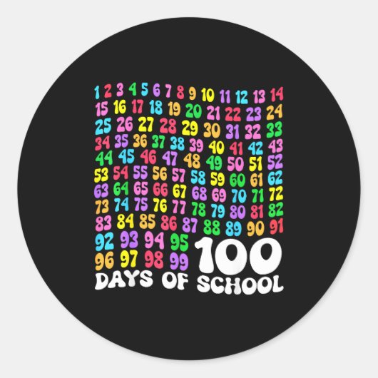 100th Day Of School Teacher Kids 100 Days Math Num Ronde Sticker (Voorkant)