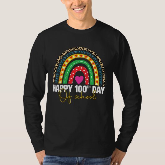 100th Day Of School Teacher Kids Rainbow 100 Days T-shirt (Voorkant)