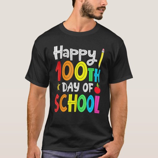 100th Day Of School Teachers Kids Child Happy 100  T-shirt (Voorkant)