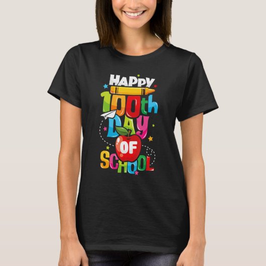 100th Day of School   Teachers Kids Happy 100 Days T-shirt (Voorkant)